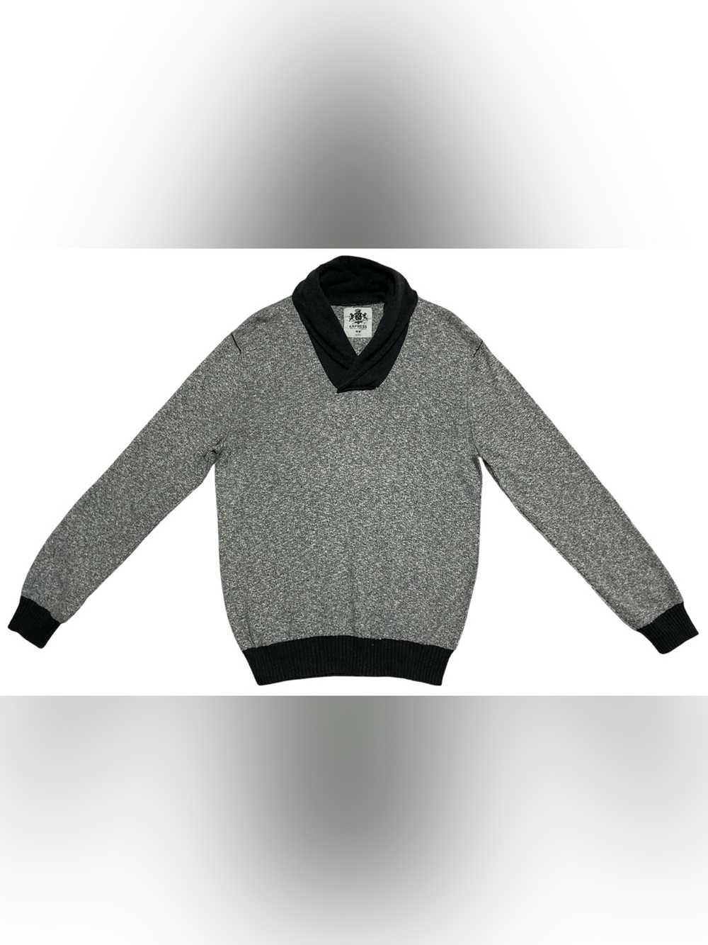 Express Men’s Gray & Black Shawl Collar Cotton Sweater - S